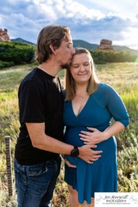 Littleton family and maternity baby photographer dog South Valley Open Space park Colorado red rocks sunset photography