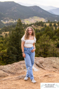 Littleton high school senior photographer portrait photo session photography sunset Mt. Falcon foothills Colorado mountain views teen girl