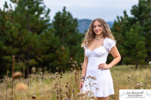 Littleton high school senior photographer portrait photo session photography sunset Mt. Falcon foothills Colorado mountain views teen girl