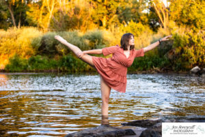 Littleton high school senior photographer color guard Heritage Class of 2023 girl teen water photography sunset mountain foothills views