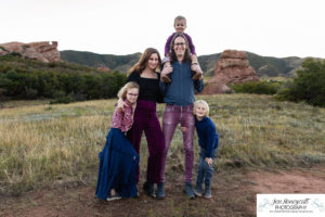 Littleton family photographer South Valley red rocks kids siblings mother father son daughter sunset photography Colorado foothills