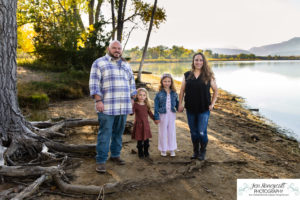 Littleton family photographer Harriman Lake Lakewood fall photography sunset sibling sisters cute kids beach water Colorado