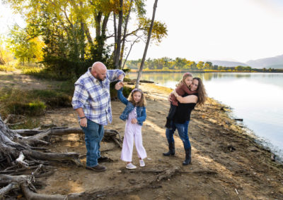 Littleton family photographer Harriman Lake Lakewood fall photography sunset sibling sisters cute kids beach water Colorado