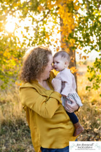 Littleton family photographer fall colors leaves Fly'N B park extended cousins grandparents siblings photography crying baby sunset Highline Trail boy girls