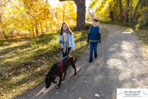 Littleton family photographer Fly'N B park Highlands Ranch Colorado fall leaves kids siblings brother sister dog photography