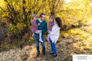 Littleton family photographer sisters girls Writer's Vista park photography wooden bridge fall leaves Highline Trail
