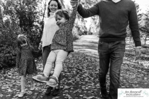 Littleton family photographer sisters girls Writer's Vista park photography wooden bridge fall leaves Highline Trail