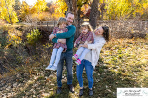 Littleton family photographer sisters girls Writer's Vista park photography wooden bridge fall leaves Highline Trail