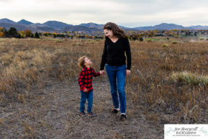 Littleton family photographer mini photo session mother son boy toddler Colorado foothills photography fall winter sunset