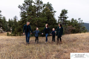 Littleton family photographer extended grandparents kids cousins cold snow Mt. Falcon sunset photography Colorado mountain views fall baby boys girls siblings