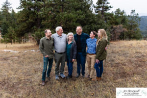 Littleton family photographer extended grandparents kids cousins cold snow Mt. Falcon sunset photography Colorado mountain views fall baby boys girls siblings