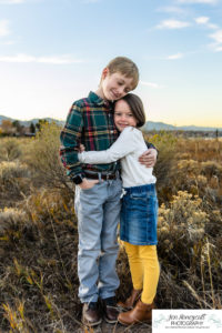 Littleton family photographer mini photo session sunset Colorado foothills brother sister siblings Denver photography