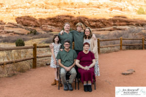 Littleton family photographer Red Rocks Amphitheatre kids teens brothers sister friends grandmother extended sunset photography fall Thanksgiving trip view Arizona foothills Colorado