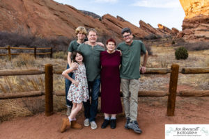 Littleton family photographer Red Rocks Amphitheatre kids teens brothers sister friends grandmother extended sunset photography fall Thanksgiving trip view Arizona foothills Colorado