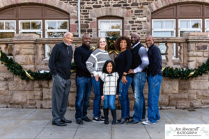 Littleton family photographer extended Highlands Ranch Mansion photography winter Christmas snow grandparents grandchild uncles six year old girl