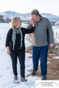 Littleton family photographer mini photo session winter snow fifty wedding anniversary couple married marriage in love husband wife