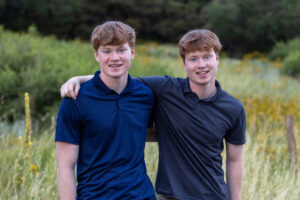 Littleton high school senior boy teenager Arapahoe Class of 2024 photography twins brothers Morrison Mt. Falcon Colorado