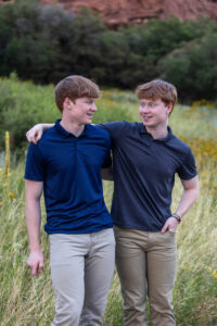 Littleton high school senior boy teenager Arapahoe Class of 2024 photography twins brothers Morrison Mt. Falcon Colorado