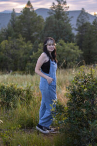 Littleton high school senior photographer teen girl Arvada West class of 2024 Mt. Falcon park Colorado wildflowers mountain view foothills photography sunset