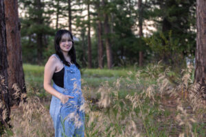 Littleton high school senior photographer teen girl Arvada West class of 2024 Mt. Falcon park Colorado wildflowers mountain view foothills photography sunset