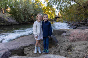 Littleton family photographer Colorado Clear Creek river in Golden twins brother sister mother father daughter son photography foothills fall