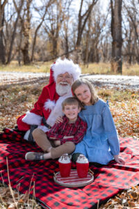 Littleton family photographer mini holiday photo session Santa Claus vintage truck Christmas Chatfield State park Colorado photography