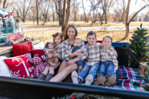 Littleton family photographer mini holiday photo session Santa Claus vintage truck Christmas Chatfield State park Colorado photography