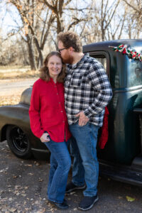 Littleton family photographer mini holiday photo session Santa Claus vintage truck Christmas Chatfield State park Colorado photography