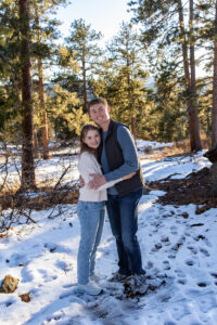 Littleton family photographer engagement session engaged marriage future bride groom Mt. Falcon park sunset photography Colorado in love