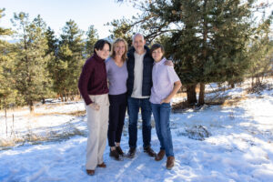 Littleton family photographer Colorado Mt. Falcon park mountain view extended cousins grandparents grandchildren snow siblings