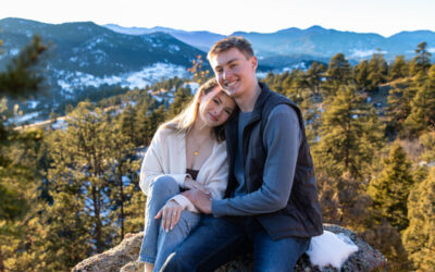 Alex & Chloe’s engagement and proposal at Mt. Falcon park in CO