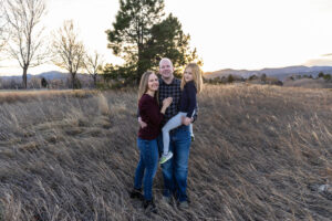Littleton family photographer Colorado photography photo session mini kids children foothills sunset mother father daughter 