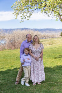 Littleton family photographer Writer's Vista park mother father son Colorado photography bridge lake foothills