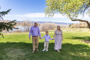 Littleton family photographer Writer's Vista park mother father son Colorado photography bridge lake foothills