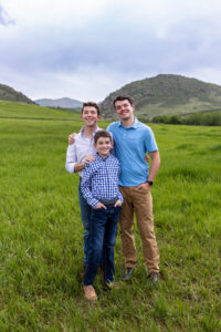 Littleton family photographer sons Mother's Day mother mom boys Hildebrand Ranch photo session Colorado foothills spring photography
