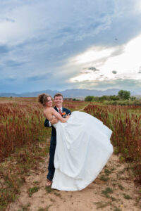 Littleton wedding photographer Colorado bride and groom church photography bridesmaids groomsmen flowers Standley Lake sunset photos