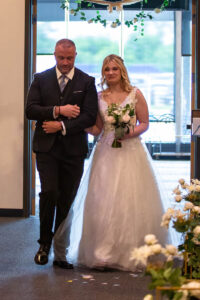 Littleton wedding photographer church bride and groom bridesmaids groomsmen  bouquet flowers cake in love married marriage photography Gallup Gardens Colorado Addenbrooke school