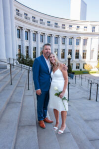 Littleton wedding photographer family courthouse Denver ceremony judge bouquet summer photography bride groom white dress friends vows