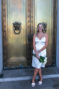 Littleton wedding photographer family courthouse Denver ceremony judge bouquet summer photography bride groom white dress friends vows