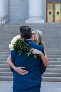 Littleton wedding photographer family courthouse Denver ceremony judge bouquet summer photography bride groom white dress friends vows kiss
