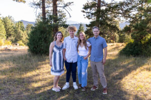 Littleton high school senior and family photographer Mt. Falcon park Colorado mountain views siblings Front Range teenager sunset college bound photography