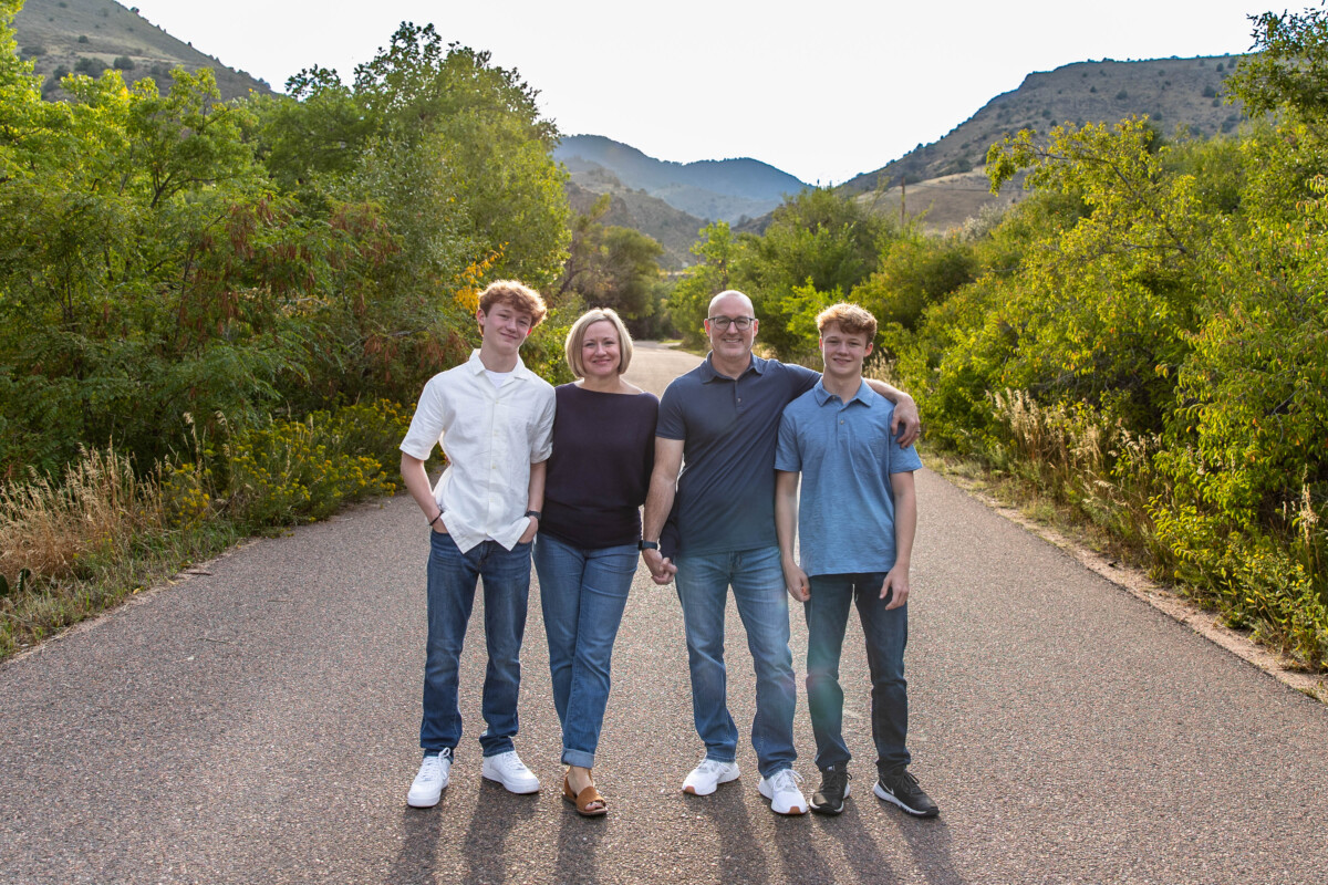 Littleton high school senior and family photographer Colorado Highlands Ranch Thunder Ridge photography Morrison Park South Valley red rocks sunset twin boys brothers twins class of 2025
