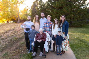 Littleton family photographer extended cousins grandparents Writer's Vista park photography foothills fall baby wheelchair siblings