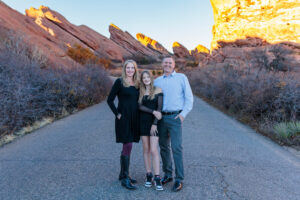 Littleton family photographer Red Rocks Amphitheatre Morrison Colorado photography fall winter mother father daughter