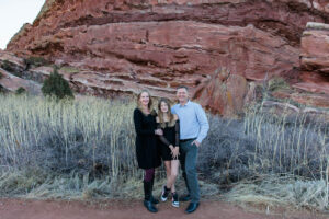 Littleton family photographer Red Rocks Amphitheatre Morrison Colorado photography fall winter mother father daughter
