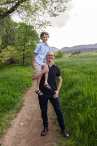 Littleton family photographer Colorado mother father son birthday photography foothills river Bear Creek state park little boy