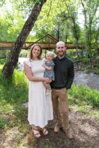 Littleton family photographer Morrison park mother father daughter little girl photography Colorado bridge river