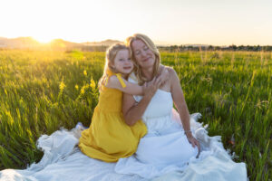 Littleton family photographer mini photo session photography Colorado mother daughter sunset golden hour fun sweet silly connection