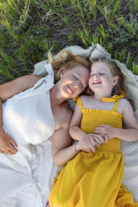 Littleton family photographer mini photo session photography Colorado mother daughter sunset golden hour fun sweet silly connection