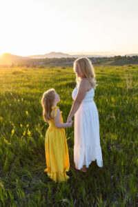 Littleton family photographer mini photo session photography Colorado mother daughter sunset golden hour fun sweet silly connection